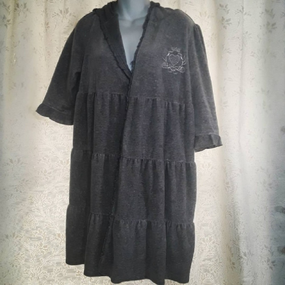 Juicy Couture Ruffled Grey Hooded Robe Size M